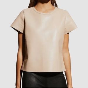 NWOT AS by DF Beige New Guard Recycled Leather T-Shirt Top Size XS